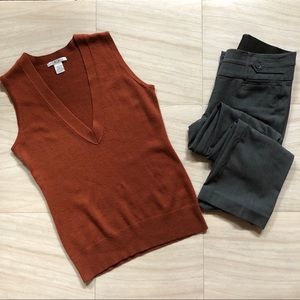Cabi Burnt Orange 100% Wool Pullover Vest